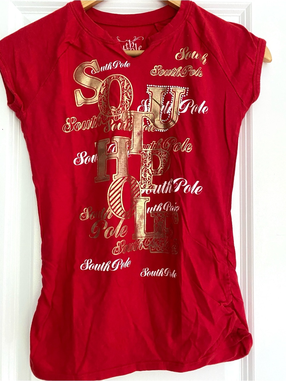 South Pole Girls Collection Red Gold Foil Logo Tee Size XL (14–16)